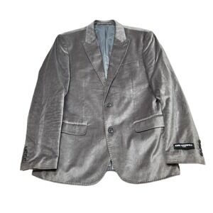 Karl Lagerfeld Velvet‎ Sport Coat Mens 40R 40 Silver Gray Stretch